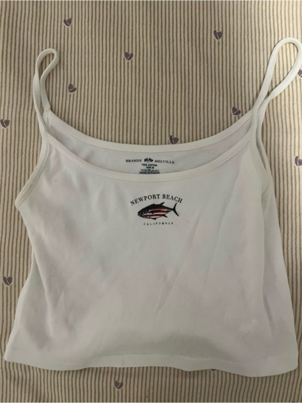 Brandy Melville White Newport Beach Graphic Cropped Tank